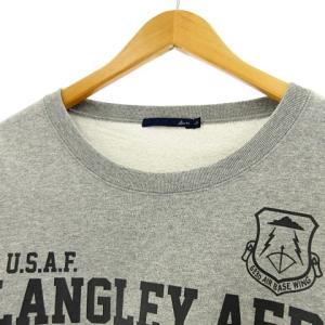 AVIREX 美品 トレーナー スウェット プリント 裏起毛 クルーネック グレー L