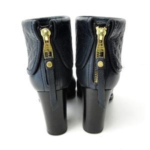 LOUIS VUITTON モノグラム アンプラント アンフィニ ショートブーツ カーフレザー 35 紺