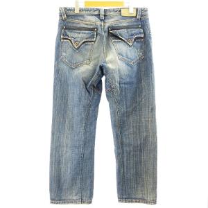 DIESEL TOHNEE ワイド ダメージデニム ストレート ジーンズ ジーパン インディゴ ブルー ボタンフライ 33