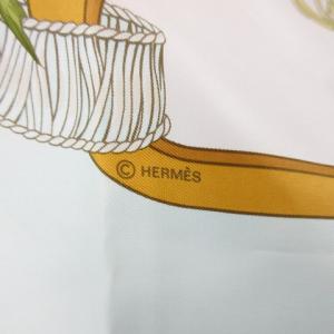 HERMES カレ90 スカーフ REGINA 女王陛下 花柄 シルク100％ マルチ グリーン ブルー系
