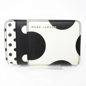 MARC by MARC JACOBS サフィアーノ メタルコンパクト ドット柄 二つ折り ブラック ホワイト