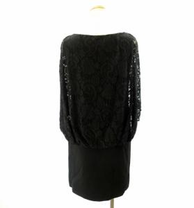 Grace Class レースケープワンピース ドレス ひざ丈 結婚式 パーティー 黒 ブラック 36 約S IBO27