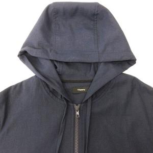 Theory 美品 18SS リネン混 パーカー フーディー フード ジップアップ ネイビー S