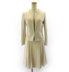 セットアップ スカートスーツ ノーカラージャケット フォーマル アイボリー 36 約S
