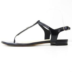 CHANEL トングサンダル ストラップ レザー 38C 紺