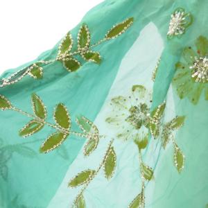ETRO ストール ショール スパンコール 花柄刺繍 グレー グリーン IBO27