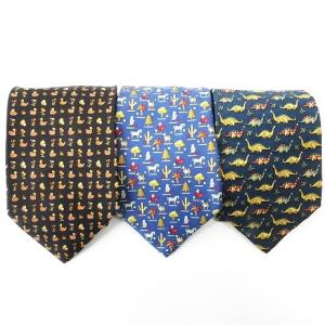 総柄 ワイドタイ ネクタイ 3本セット ブラック ブルー
