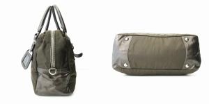 PRADA ナイロン ハンド ショルダーバッグ レザータグ シルバー金具 南京錠 チャーム ブラウン系 WY