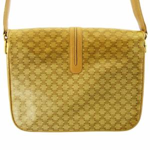 CELINE ヴィンテージ マカダム柄 ブラゾン ゴールド金具 ワンショルダー バッグ レザー ベージュ系 WY