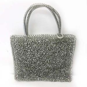 美品 ワイヤーバッグ ハンドバッグ スタンダード スクエア ミディアム シルバー WY