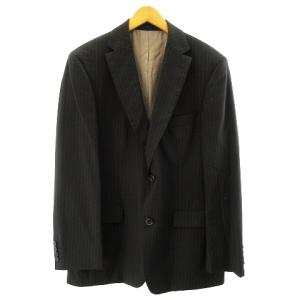 HUGO BOSS ストライプ柄 シングル スーツ セットアップ フォーマル ビジネス ジャケット パンツ ブラック 48 M相当
