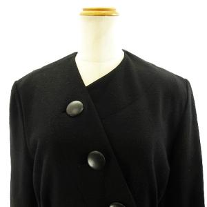 CELINE ヴィンテージ ノーカラー アシンメトリー コート ジャケット アウター 長袖 ブラック 38 M相当