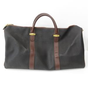 dunhill ボストンバッグ 旅行鞄 PVC レザー ヘリンボーン 黒 ブラック ブラウン STK