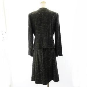 Leilian 金タグ シルク混 ネップ スーツ セットアップ ジャケット スカート フォーマル グレー