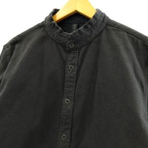 RIPVANWINKLE 20AW ワークシャツ 長袖 RB-209 バックサテン パッチポケット ロング丈 ブラック 黒 5 約L STK