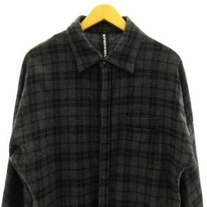 RIPVANWINKLE 19AW ネルレイヤーシャドーチェックシャツ RB-104 ネルシャツ 長袖 ウール グレー ブラック 6 XL相当 STK