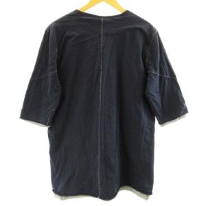 RIPVANWINKLE レイヤードTシャツ R+037 カットソー 五分袖 コットン ネイビー グレー
