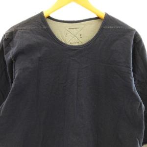 RIPVANWINKLE レイヤードTシャツ R+037 カットソー 五分袖 コットン ネイビー グレー