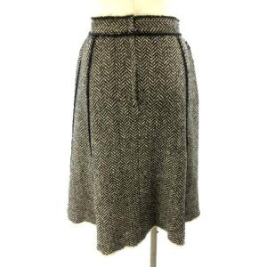 DOLCE&GABBANA ツイードスカート ビジューボタン付き ヘリンボーン F4M52T 白 黒 ブラック 36 約S