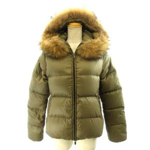 ADHARA ラクーンファー ダウンジャケット ナイロン ブラウン 40 M