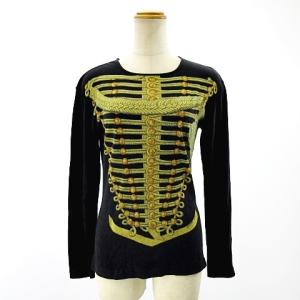 ヴィンテージ ナポレオンジャケット トロンプルイユ 長袖 カットソー ロンT コットン ブラック 黒 ゴールド M AA