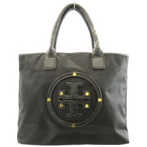 フロントロゴ ナイロン ハンド ショルダー トートバッグ ゴールド金具 切替 裏地柄 ブラック