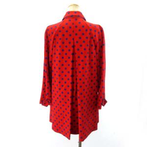 M MISSONI ステンカラーコート ドット シルク 赤 レッド ブルー 40 イタリア製