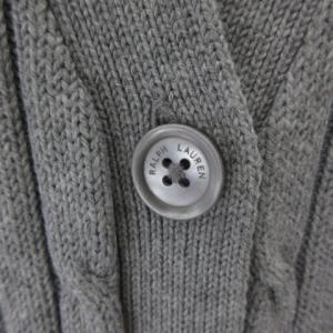 POLO RALPH LAUREN カーディガン ケーブルニット 長袖 ポニー刺繍 Vネック コットン グレー