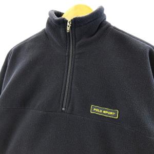 POLO SPORT フリース ハーフジップ ブルゾン ジャケット ポーラテック ロゴ 刺繍 ワッペン ネイビー 紺 L
