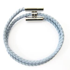 HERMES トゥルニ トレッセ ブレスレット 編み込みレザー ブルー