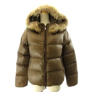 Adhara アダラ ダウンジャケット ナイロン フィンラクーンファー 茶 ブラウン 40 約M IBO31