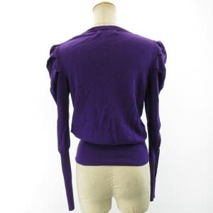 M'S GRACY ビジューボタン パフショルダー カーディガン 長袖 ストレッチ ウール アクリル パープル 38