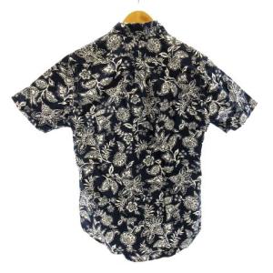 RALPH LAUREN SLIM FIT アロハ BDシャツ ボタンダウン 半袖 ポニー刺繍 花柄 紺 ネイビー S