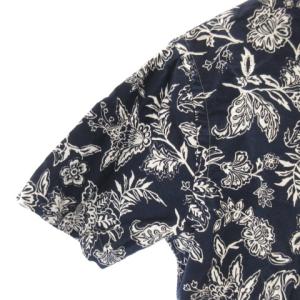 RALPH LAUREN SLIM FIT アロハ BDシャツ ボタンダウン 半袖 ポニー刺繍 花柄 紺 ネイビー S