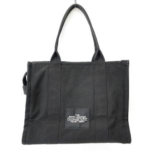 MARC JACOBS 定番人気 ザ トートバッグ ラージ コットンキャンバス ロゴ ワンショルダー ブラック 黒