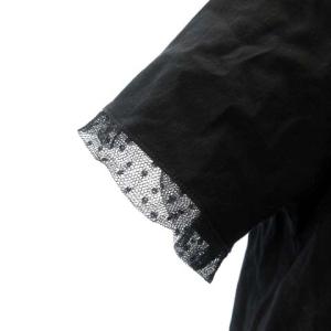 Salvatore Ferragamo カットソー チュール レース 半袖 ボウタイ リボン ブラック