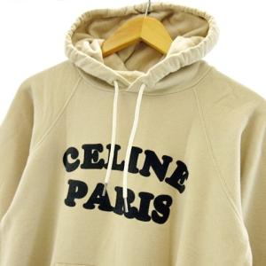 CELINE 20SS カシミヤ混 フロッキーロゴパーカー S ベージュ