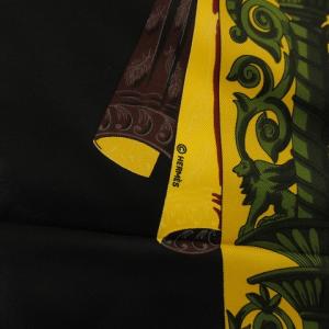 HERMES カレ90 アトランティス大陸 l'atlantide 大判 スカーフ シルク100％ ブラック系