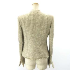 ARMANI COLLEZIONI ツイード ノーカラージャケット 3B フォーマル オケージョン ベージュ 38