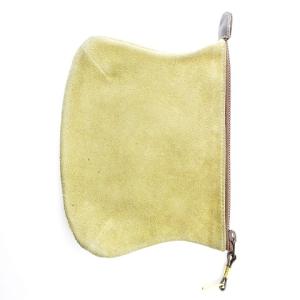 LOEWE ヴィンテージ スエード ロゴ ポーチ 化粧 小物入れ レザー ベージュ系 WY