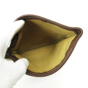 LOEWE ヴィンテージ スエード ロゴ ポーチ 化粧 小物入れ レザー ベージュ系 WY