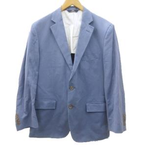 346 テーラードジャケット ブレザー リネン 背抜き 2B 青 ブルー 系 40 M 1225