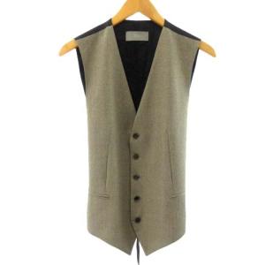 ベスト ジレ フォーマル ウール ベージュ 黒 ブラック 46 約M STK