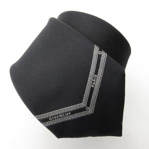 シルク100％ ロゴ ネクタイ レギュラータイ ビジネス フォーマル ブラック