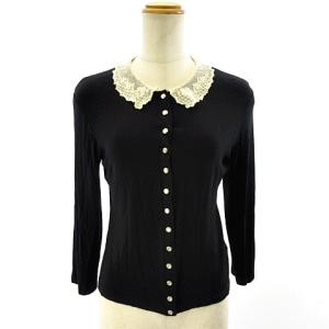 美品 希少 THE SNAP CARDIGAN SHOW レース襟 カーディガン プレッション スナップボタン ブラック 黒