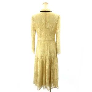 CELFORD ボウタイレースワンピース 長袖 ベロアリボン フォーマル CWF0204047 ベージュ 38 M IBO32