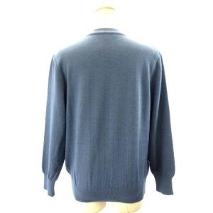 Leilian ニットカーディガン ハート ダイヤ スペード ウール シルク 刺繍 長袖 青 ブルー 9 M EC