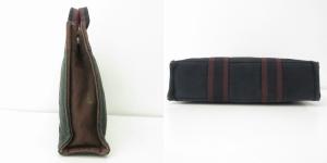 HERMES フールトゥPM トート ハンドバッグ キャンバス地 ブラック × パープル系 21cm×30cm AA EC