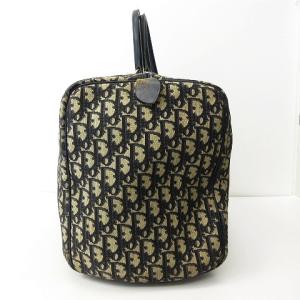 Christian Dior ヴィンテージ トロッター柄 ロゴ ボストンバッグ キャンバス レザー ベージュ ネイビー