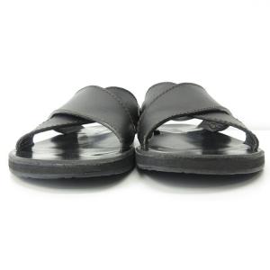 LOUIS VUITTON レザー クロスデザイン ストラップサンダル モノグラム ロゴ ゴールド金具 ブラック 71